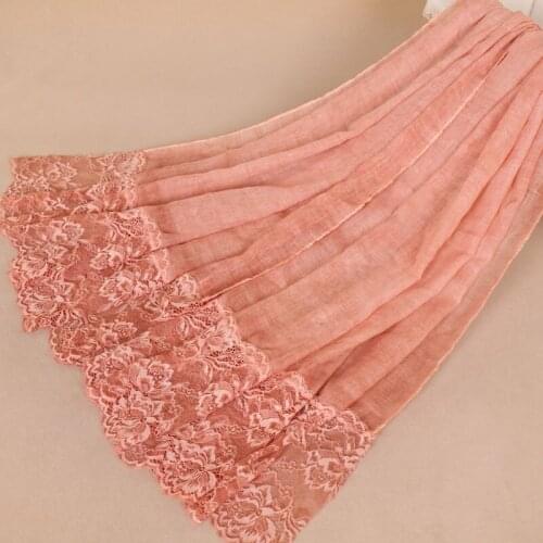 Women floral lace hijab scarves popular bandhnu cotton scarf muslim pashmina wraps long shawls/scarf 10 color 180*90cm