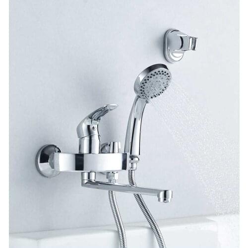 Shevanik bath faucet, chrome plated bath faucet with shower top, hot and cold water mixer in Bath s5572