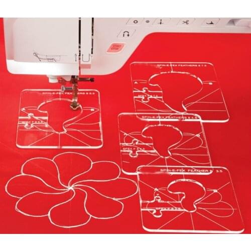 Spin-E-Fex Feather 8 collection a set of 4 Templates for low shank domestic sewing machines # SF-4 # 1 set=4 pcs