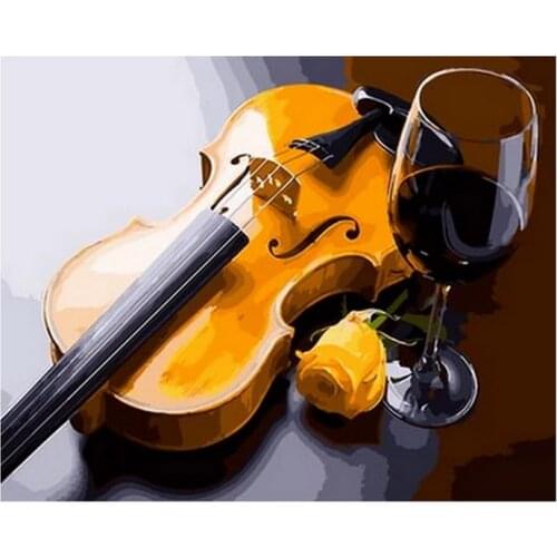 UnFrame diy painting by numbers wall decor painting on canvas for home decor 4050cm violin and wine