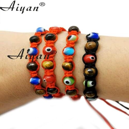 12Pieces Glass Eyes And Tigers Eye Bracelets Woven With Red Or Black Thread For Exorcism Protection Are Also Available As Gifts