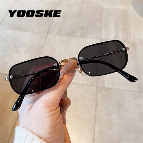 YOOSKE Vintage Small Sunglasses for Women Men Brand Designer Red Rectangle Sun Glasses Ladies Shades Driving Sunglass