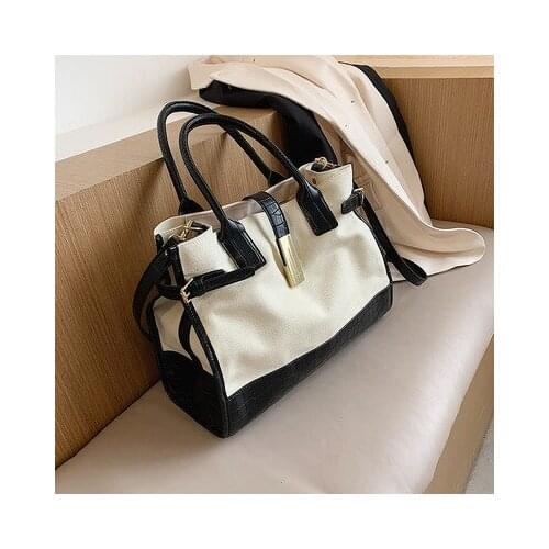 Womens hand-held bag womens 2021 new fashion large-capacity canvas shoulder bag messenger bag