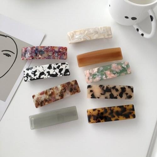 Vintage Acetate Resin Rectangle Hairpins Clips Marble Print Side Clips Women Barrettes Hair Clips Hairgrips For Hair Accessories