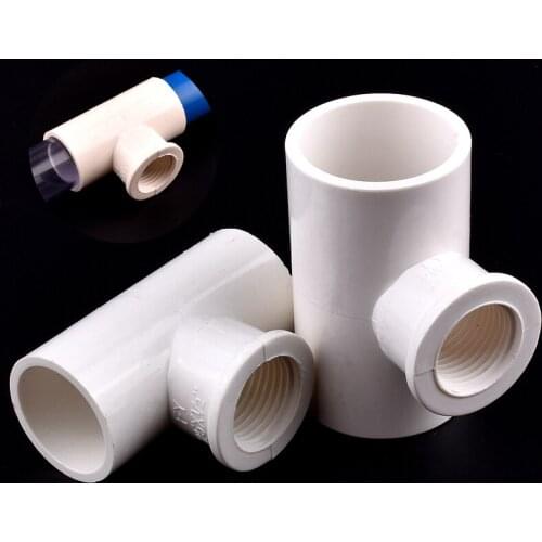 1/2 3/4 1 Inch White PVC Reducing Diameter Tee Ways Thickened Female Thread Connector Garden Irrigation System Fish Tank Adapter