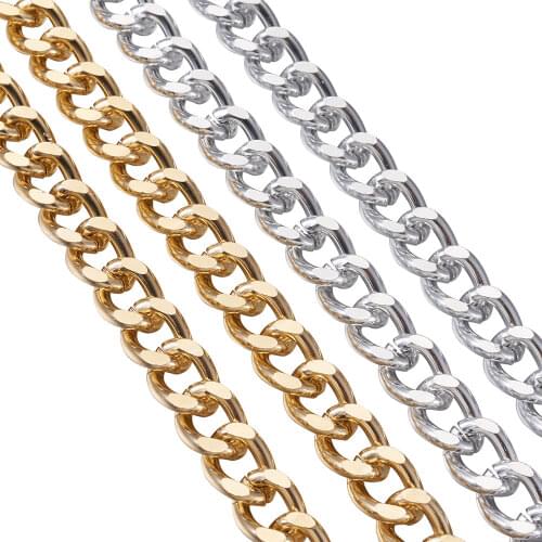 1Set 39.3"/Color Aluminum Unwelded Cross Link Unisex Chunky Punk Long Twisted Curb Chains for Jewelry Making Replacement