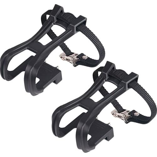 1 Pair Cycling Road Bike Mountain Bike Black Toe Clips with Straps for Bicycle Pedal
