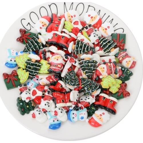 10/24Pcs Mixed Resin Christmas Flatback Cartoon Diy Embellishments Cabochon Kawaii Decoration Scrapbook Craft Supplies Accessory