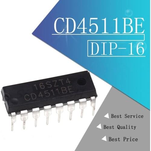 10PCS CD4511BE DIP16 CD4511 Encoder, decoder, multiplexer and demultiplexer BCD to 7 Segment New original molewei