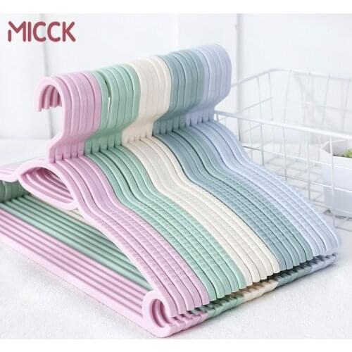 MICCK 10pcs Outdoor Indoor Plastic Clothes Hangers For Clothe Antiskid Save-Space Drying Clothes Rack Adult And Children Hanger