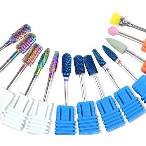 13 Tpyes Metal Rotary Burr Nail Drill Bit Cuticle Cutter Manicure Nail Files Electric Milling Grinder Machine Accessory Tools