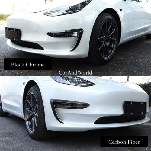 2pcs Auto Front Foglight Eyebrow Eyelids Cover Front Bumper Fog Light Lamp Trims For Tesla Model 3 2017-2020 Car Accessories