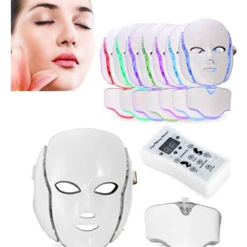2021Electric LED Facial Mask Neck Skin Rejuvenation Face Care Treatment Beauty Cleansing Tighten Whitening Instrument