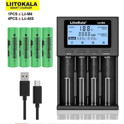 4PCS LiitoKala Lii-48S 3.7V 4800mAh 21700 li-lon Rechargeable Battery 9.6A power 2C Rate Discharge ternary lithium +Lii-M4