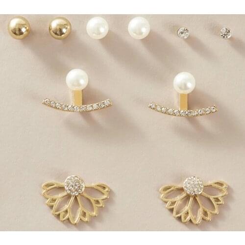 5 Pairs Lotus Earrings Creative Lightweight Pearl Earrings Retro Earrings