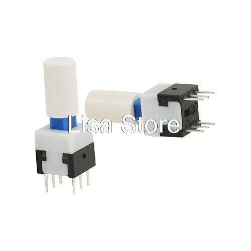 8 x 8mm White Cap PCB Momentary Push Button Tact Tactile Switch 6 Pin DIP