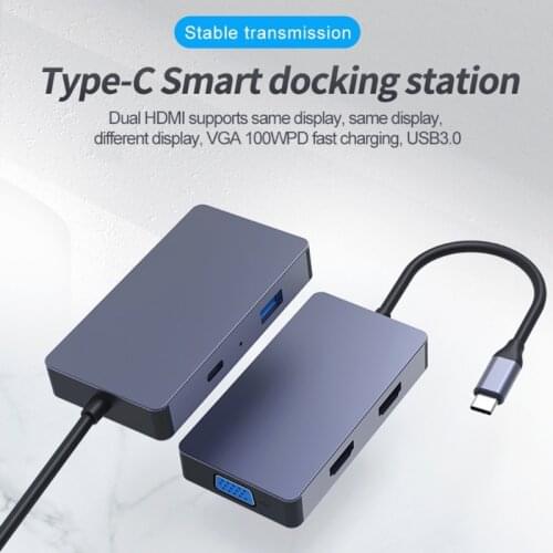 M68F Blueendless Hot Sale USB Hub Adapter 5 in 1 Dual HDMI-Compatible 4K Docking Station HDD SSD VGA PD100W Fast Charging