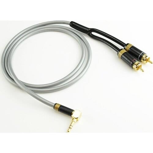 MPS E-200 3.5mm to rca silver winding 3.5mm one-in-two RCA audio cable 3.5 to double lotus computer to audio