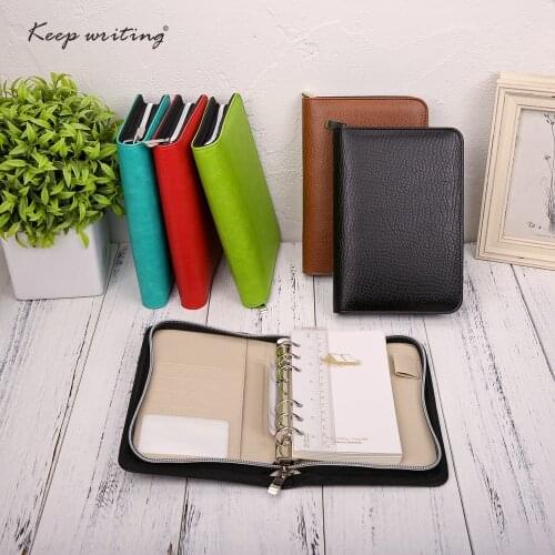 A6 Business Notebook Zipper Bag BOOK PU Leather Notepad Organizer Planner 90 sheets filler paper stationery Logo Customized