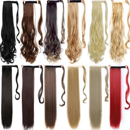 DIFEI 24 Inch Synthetic Ponytail Hairpiece Women Long Curly Ponytail Clip in Pony tail Hair Extensions Wrap Around on Girl Hair