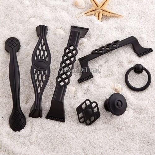 Designed 10PCS European Antique Kitchen Door Furniture Handle Classic Black Cupboard Wardrobe Drawer Cabinet Pulls Knobs&Handles