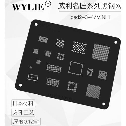For iPad 2/3/4 mini 1 BGA Stencil CPU RAM Wifi Nand flash Baseband Power USB Audio 343S0561 343S0542 IC Reballing Heat Template