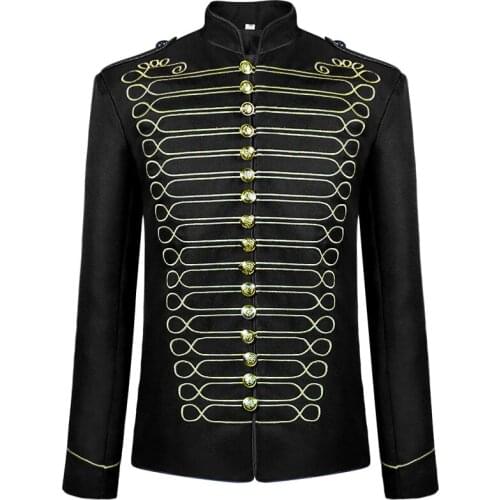 Mens Punk Officer Military Drummer Parade Jacket Vintage Medieval Gothic Steampunk Jackets Men Halloween Costume Chaquetas xxl