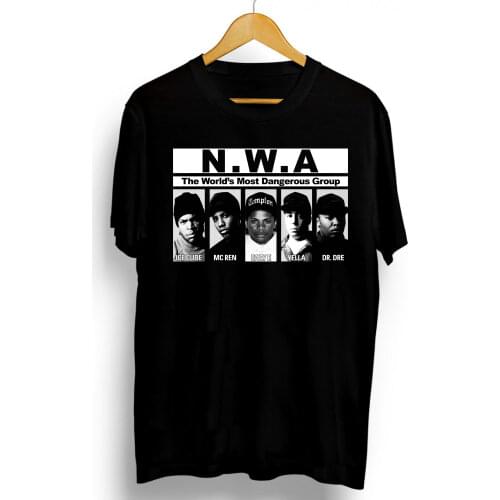 N.W.A NWA Hip Hop Music Group Mens T-Shirt Ice Cube MC Ren Dr. Dre DJ Yella Eazy-E Print Top Tees Adults Cotton T Shirts XS-3XL