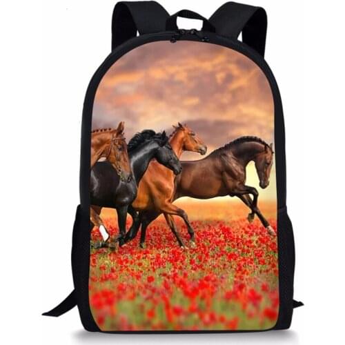 HaoYun Fashion Kids Backpack Flower Horse Prints Pattern Childrens School Bags Cute Toddler Book Bags Womens Travel Backpack