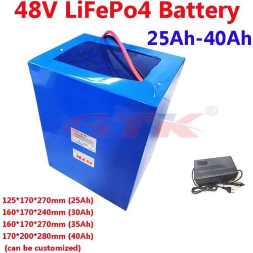 Customized Lifepo4 25Ah 30Ah 35Ah 40Ah 48v Lithium battery pack with BMS for 2000w ebike wheel chair inverter RV GV +5A charger