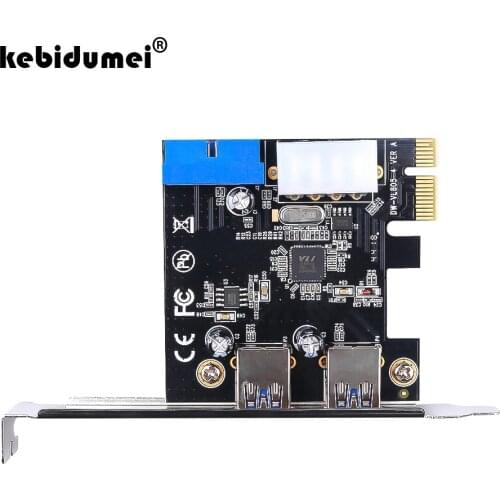 Kebidumei New USB 3.0 PCI-E Expansion Card Adapter External 2 Port USB3.0 Hub Internal 20pin Connecter PCI-E Card