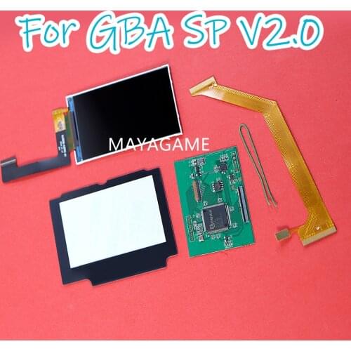 V2.0 IPS LCD screen kits for GBA SP 4 pixels to 1 pixel Highlight IPS LCD Screen backlight screen for gameboy advance Sp