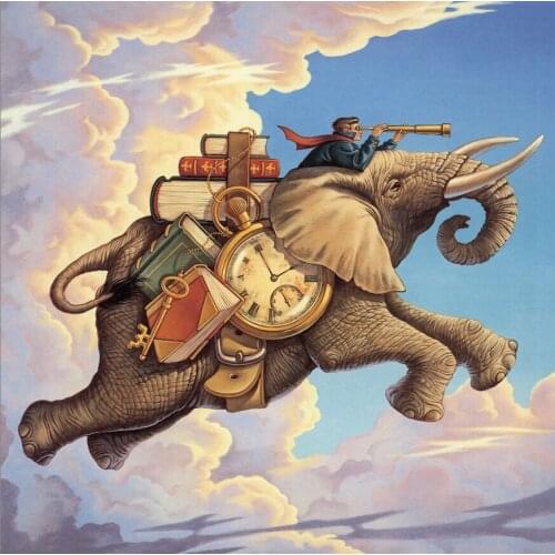 Flying elephant The wooden puzzle 500 pieces ersion paper jigsaw puzzle white card adult childrens educational toys