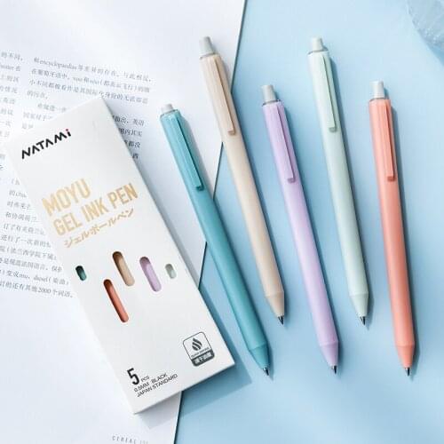 5pcs Natami Gel Ink Pen Set Morandi Color Barrel 0.5mm Ballpoint Japan Standard Quick Dry Black Ink Office School Supplies F258