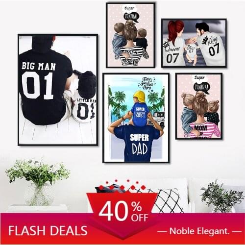 Family Time Wall Art Christmas Canvas Painting Nordic Posters and Prints Super Mother Father and Son Wall Home Decoration for Li