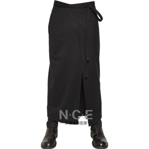 New 27-44 Mens clothing Hair Stylist fashion casual Wide Leg Stage show modern fancywork skirt pants plus size costumes