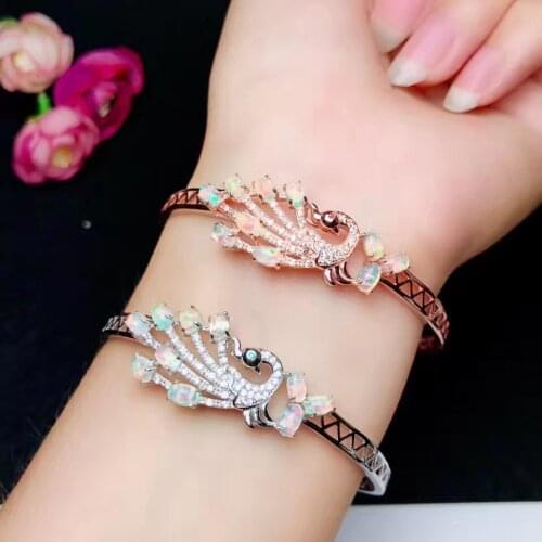 New Arrival Real and Natural Opal Bangle 925 Sterling Silver Fashion Opal Bangle