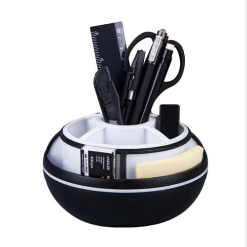 Office Pen Holder 360 Degrees Rotation Desktop Organizer Stand Box Round Pencil Storage Stationery Container School Supply Offic