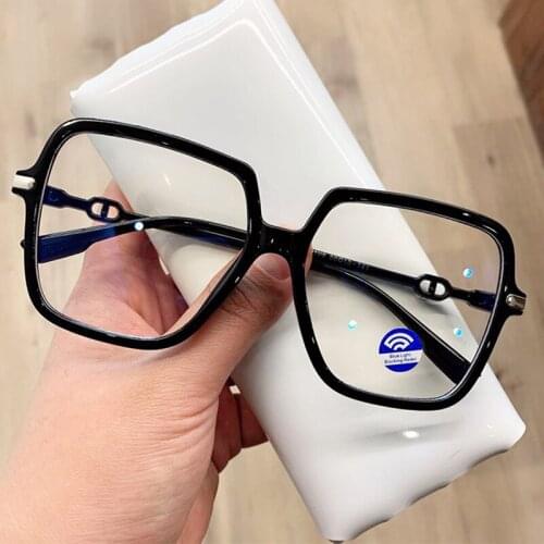 Oversized Square Clear Glasses Frame Women Fashionable Transparent Anti Blue Light Eyeglasses Frame Women Optics Spectacle