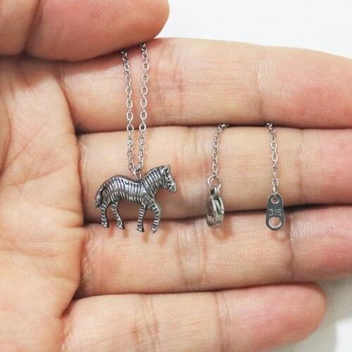 1pc Cute 3D Zebra Stainless Steel Pendant Necklace Casting Horse Charms Necklaces Men Kids Girls Love Jewelry Gift