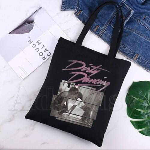 Dirty Dancing Shopping Bag Print Original Design White Unisex Fashion Travel Canvas Bags Black