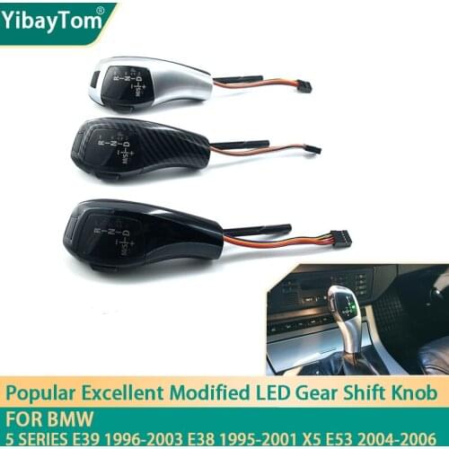 Pre-facelift Black Replacement Modified Facelifted LED Gear Shift Knob for BMW 5 Series E39 E38 X5 E53 Carbon Fiber Pattern LHD