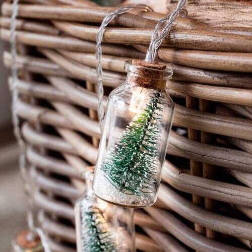 Clear Glass Wish Bottle Copper Wire LED String Light 10/20 led Vintage Garland Fairy Lamp Christmas Tree Garden Party Decoration