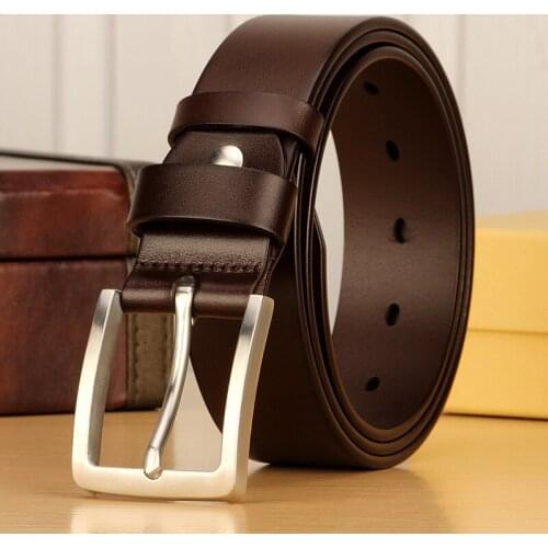 Stainless Steel Buckle Anti Allergy Men Belts Top Layer Genuine Leather Belt Casual Man Business Belt Vintage Original Cowhide