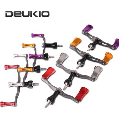 Carbon Fiber Fishing Reel Double Handle DIY Rocker Arm with Aluminum Alloy Knobs for S Brand Spinning Reel Fishing Reel Handle