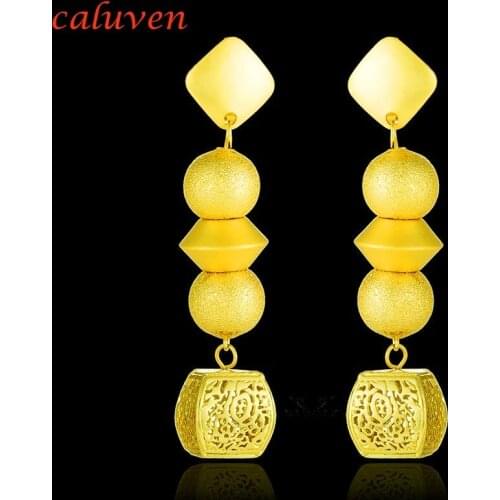 Beaded Gold Color Earring Ethiopian Gifts African Long Earrings With Ball for Women Arab Middle East CE072