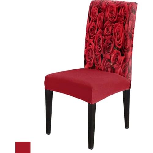 Modern Dining Chair Cover Red Rose Flower Bouquet Plant Print Chair Covers Home Table Cover Chairs for Kitchen Tablecloth