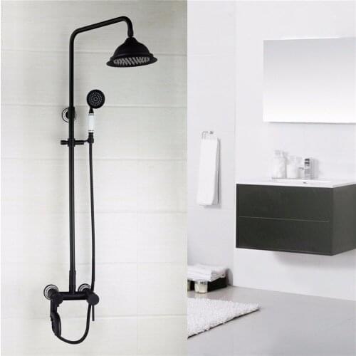 Contemporary Oil Rubber Bronze Bathroom Faucet Wall Mounted Exposed Faucets Hot Cold Water Mixer Distinguished Shower Faucet