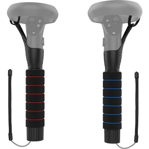 Dual Handles Extension Grips for Oculus Quest 1 or Rift S Controllers Playing Beat Saber Games [Pro Version]