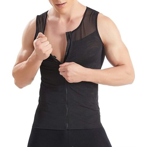 Upgraded Mens Slimming Body Shaper Vest Shirt Abs Abdomen Slim Male Slim Shapers with Zipper Compression Shirt Slim Shapewear
